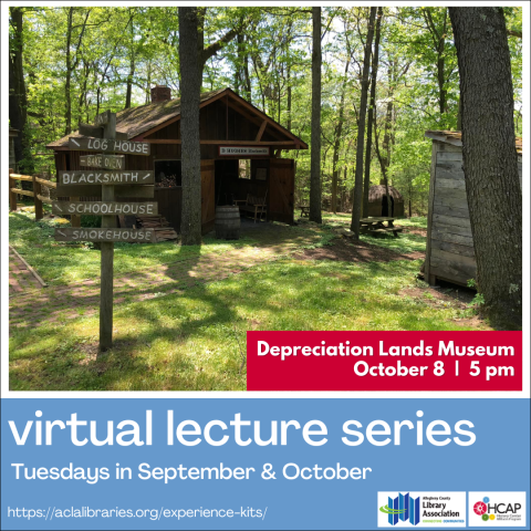 Social Media graphic advertising ACLA's virtual lecture about the Depreciation Lands Museum