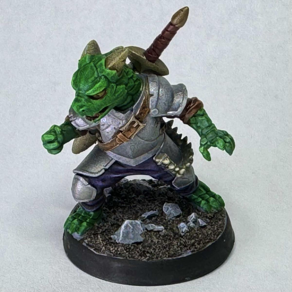 painted lizard knight board game miniature